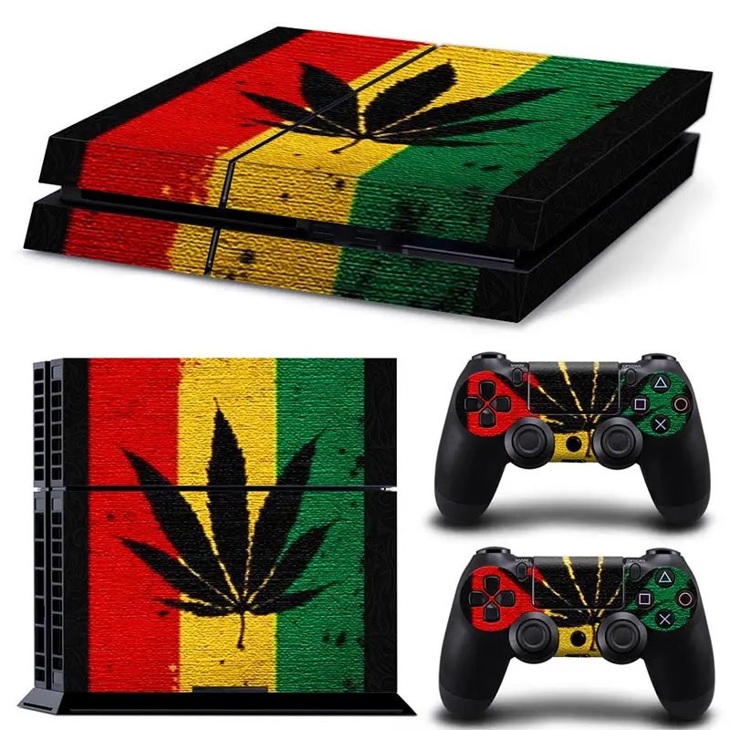 Наклейки для консоли PS4 и контроллеров виниловые Стикеры с зелеными листьями |