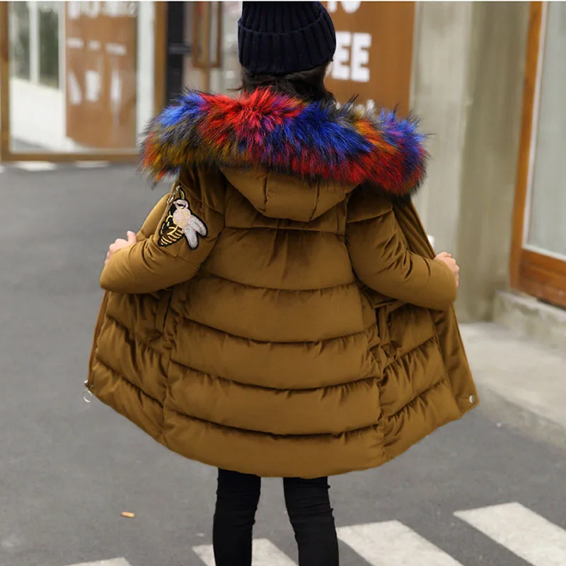 Зимняя куртка детское пуховое хлопковое пальто с капюшоном одежда для девочек