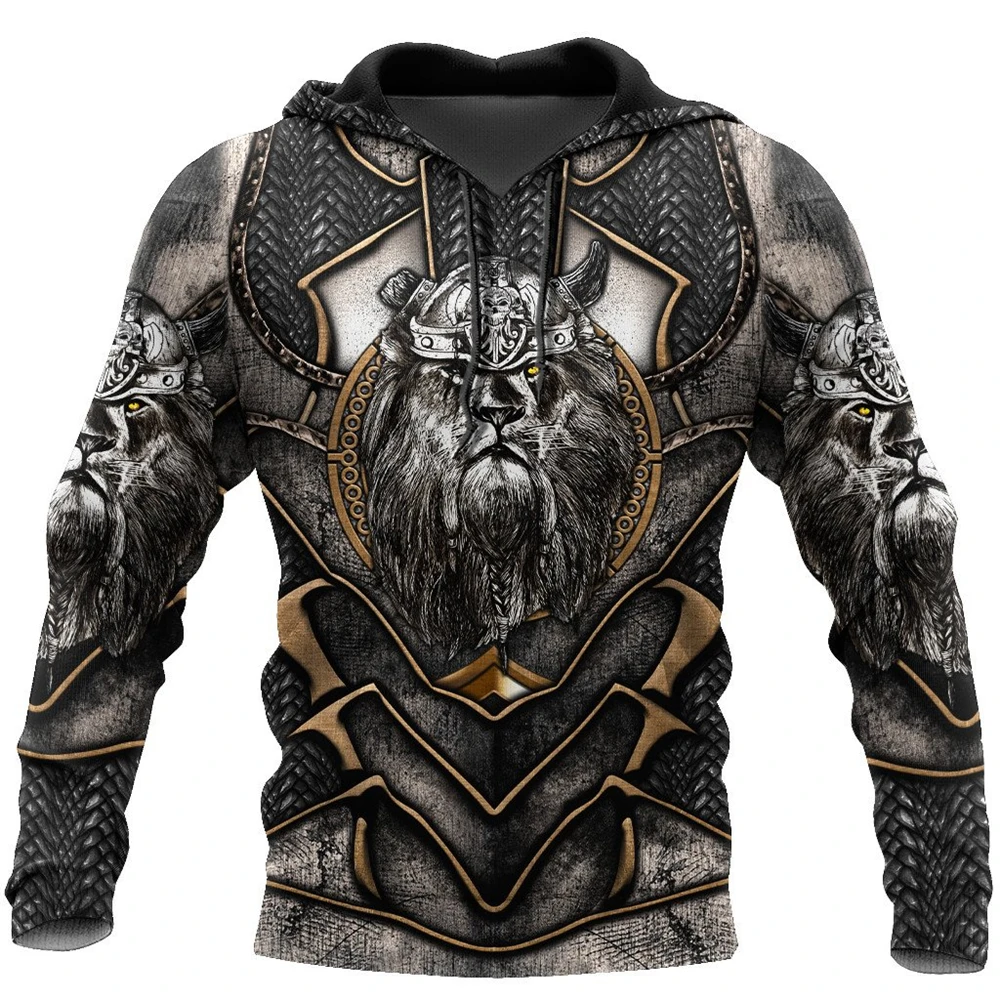 

New Fashion Men Hoodies Lion Viking Armor 3D Full Printed Harajuku Sweatshirt Unisex Casual Zip Jacket CND18