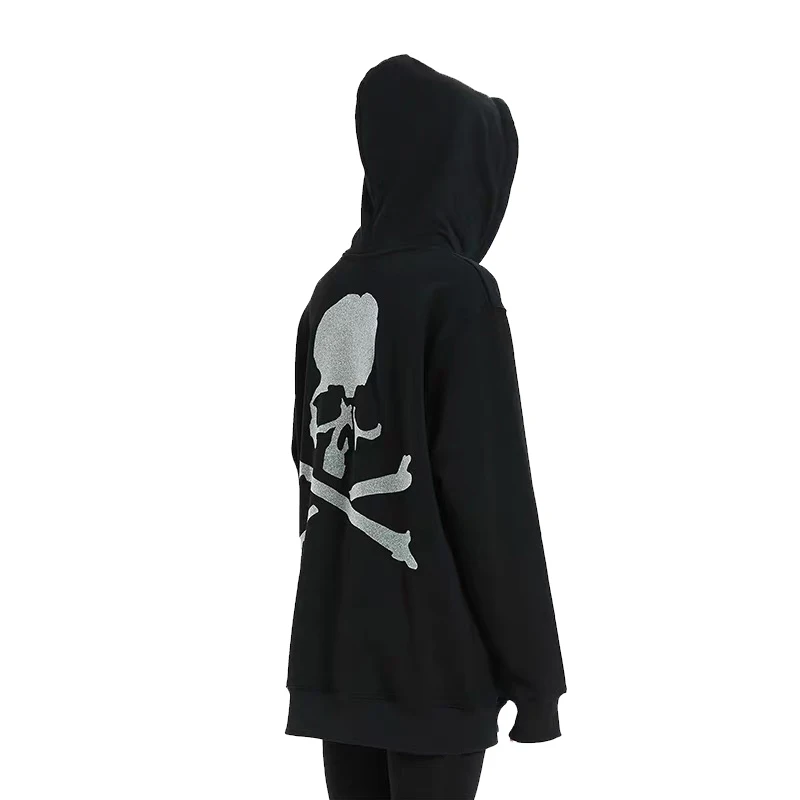 

2021 Metallic reflective MMJ skull MASTERMIND WORLD hooded plus velvet sweatshirts loose men and women hoodies WY401