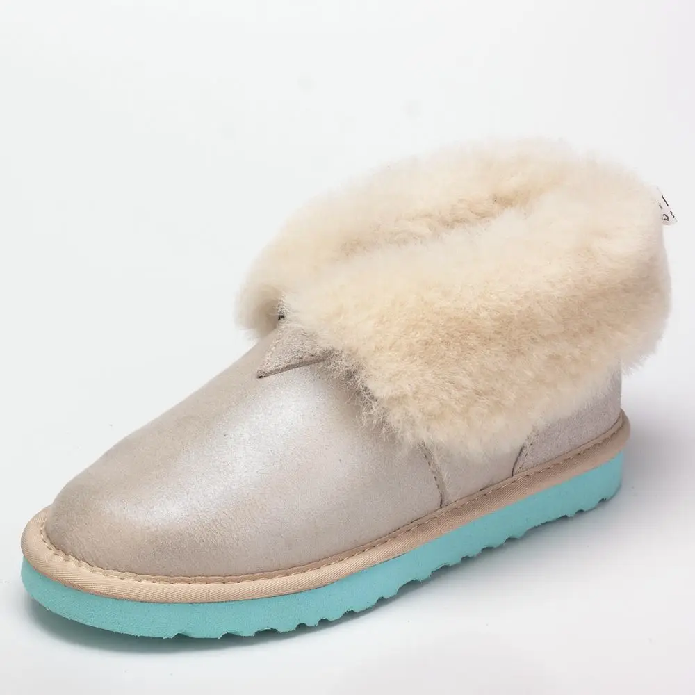 Новинка; женские зимние ботинки из натуральной овечьей кожи высокого качества; теплые шерстяные ботильоны; женские зимние ботинки из натурального меха - Цвет: White