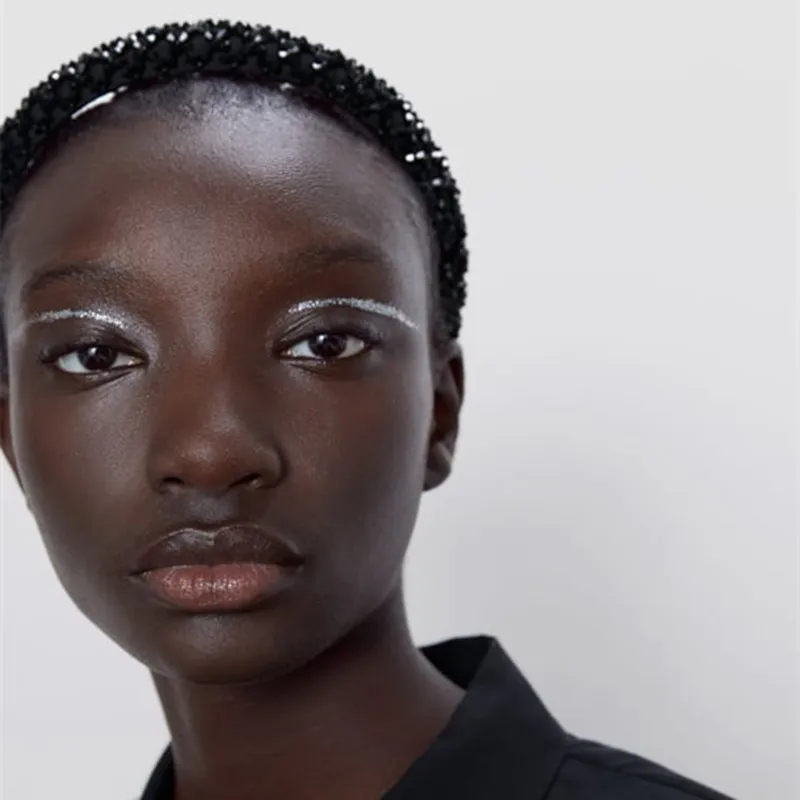 Новый бренд ZA роскошные толстые губки широкие бархатные черные Кристальные