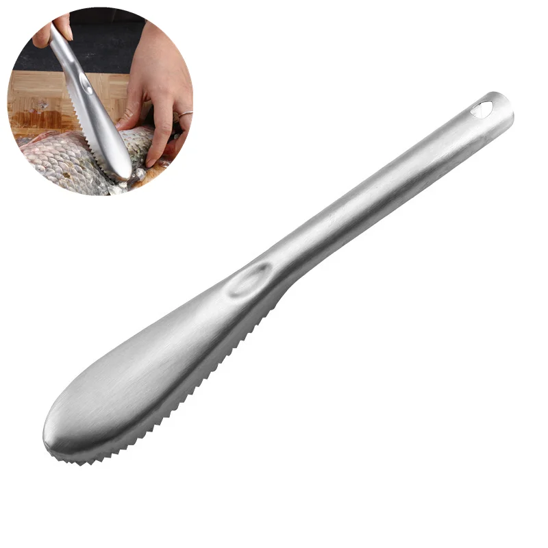 

High quality stainless steel fish skin brush serrated fish scale cleaner to easily remove fish scale scraper kitchen tool