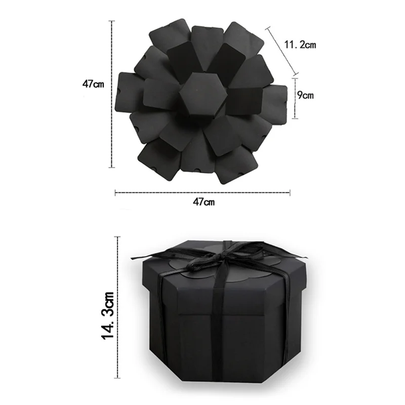 Caja de regalo de San Valent&iacute;n para parejas, &aacute;lbum de fotos Manual con memoria y acabado hexagonal, regalo de aniversario y fiesta de navidad-5