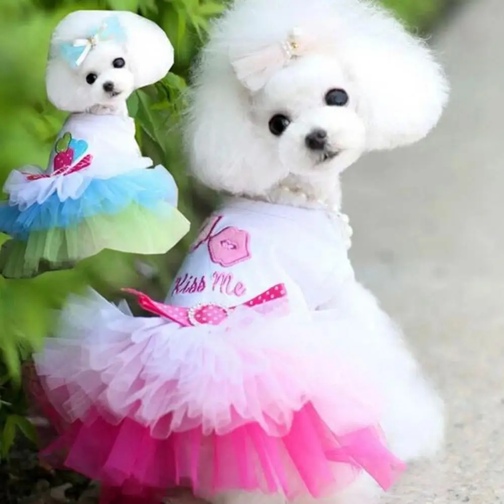 

Pet Dress Breathable Love-hearts Pattern Cotton Summer Pet Dog Princess Skirt for Walking