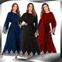 middle east muslim embroidered bead long sleeve dress for women muslim abayas women dubai muslim sets black abaya