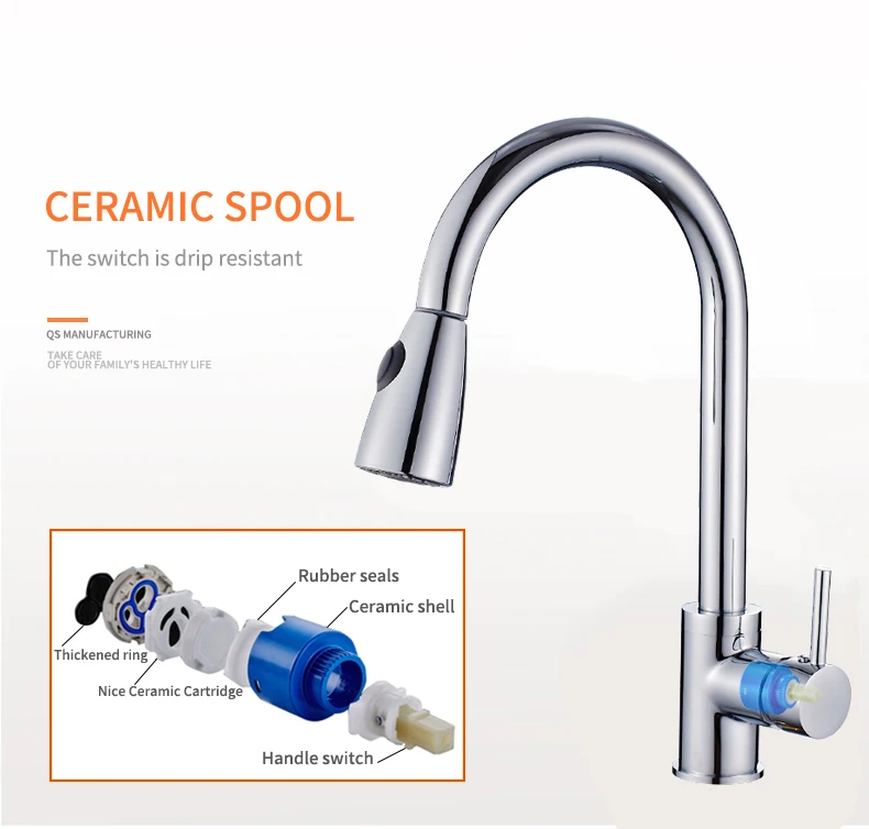 Матовый/Хромированный вытяжной смеситель для кухни вращающийся на 360 градусов