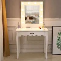 FCH Generous Mirror Single Pumping Foot With Bulb Warmer Dressing Table White Dressers  Bedroom Sets Makeup Vanity Furniture