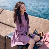 high quality winter korea dress women knitting oversize autumn thick mini dress warm lantern sleeve fashion sweater dresses