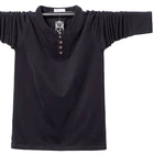 Мужская футболка с длинным рукавом и пуговицами, размеры до 5XL