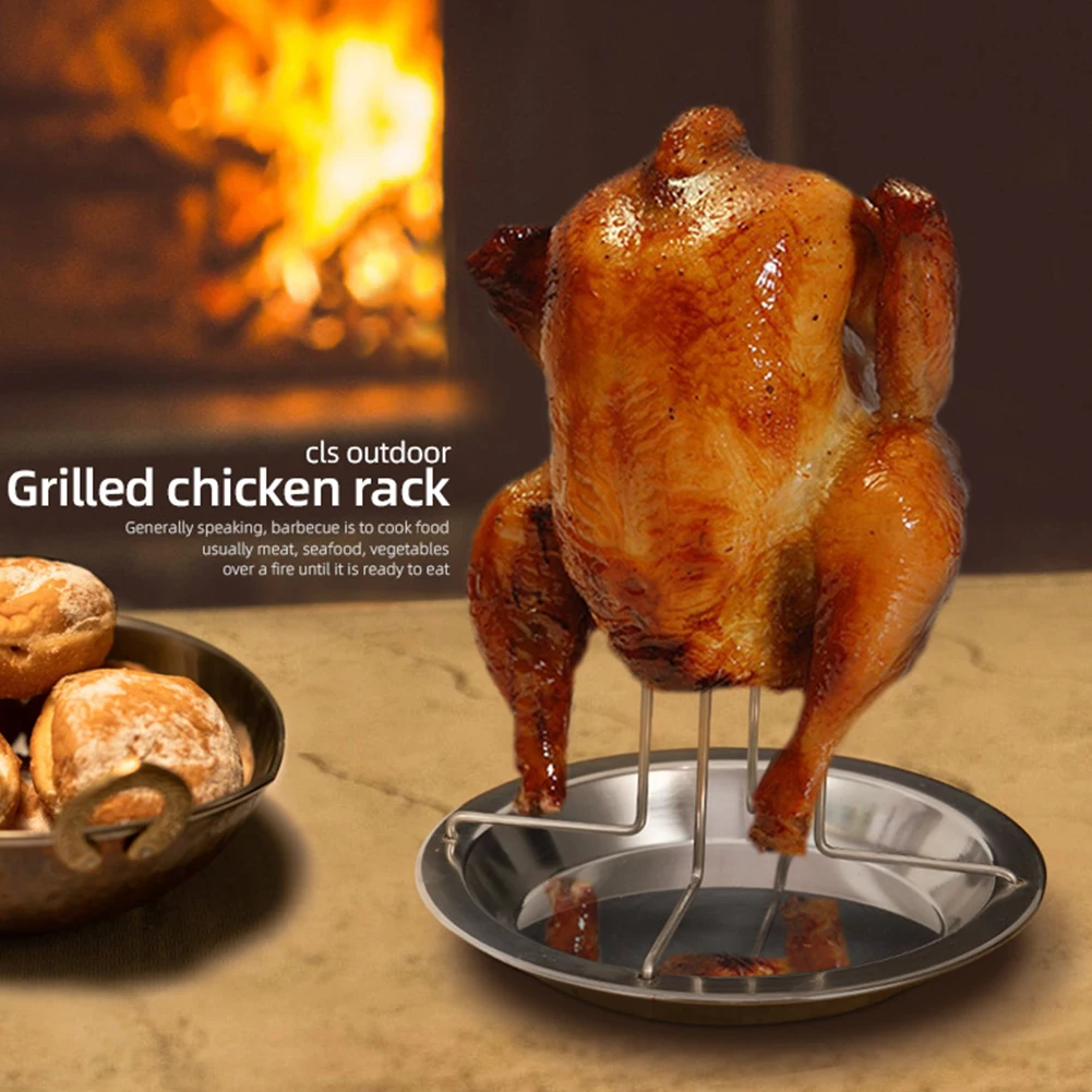 

Kitchen BBQ Tools Stainless Steel Chicken Roaster Rack Turkey Roaster BBQ Grill Rack Stand Holder Tray Kitchen Gadgets Accessory