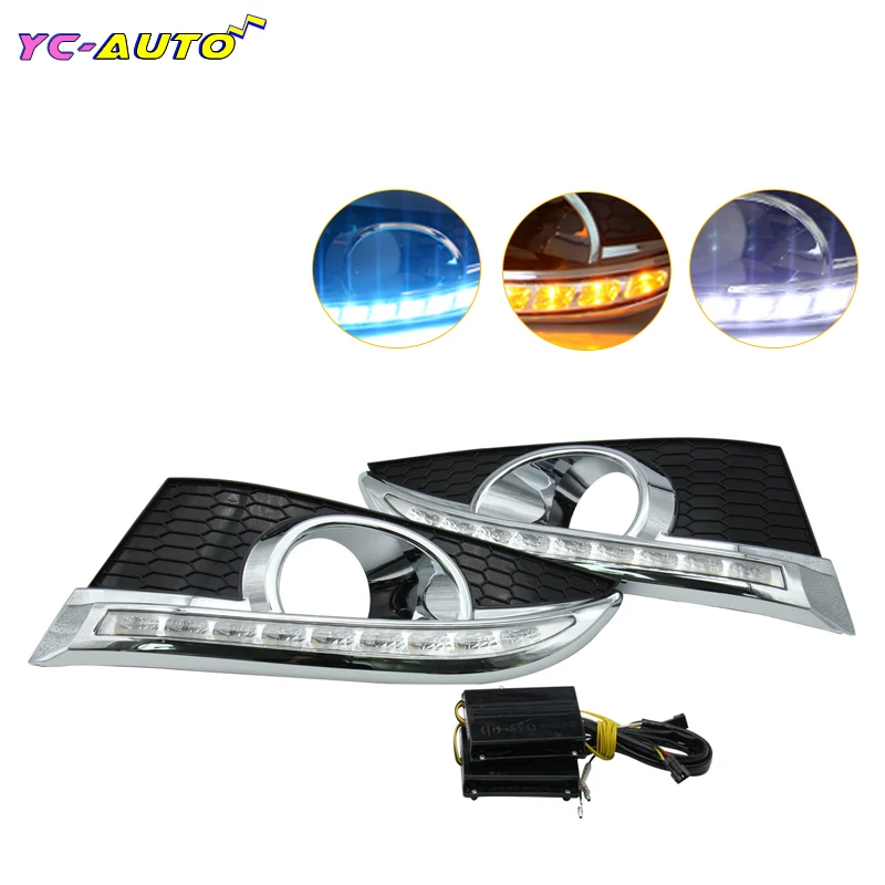 

Car 12V LED DRL Daytime Running Lights with fog lamp hole For Chevrolet Captiva 2011 2012 2013 2014 2015 Turn Signal Relay