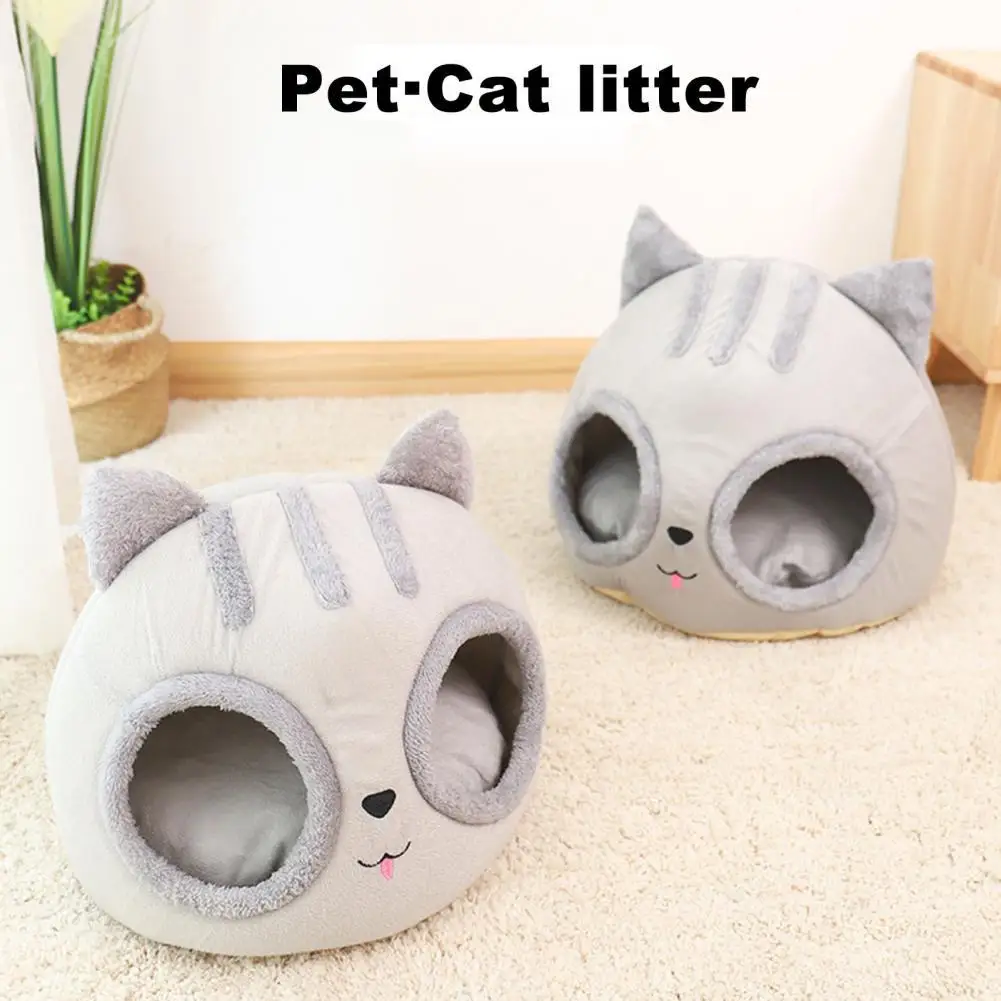 

Fabric Cat Nest Bed House Semi-closed Detachable Comfortable Kitty Shaped Cat Nest For Pet Cartoon Small Cat Sleeping Nest