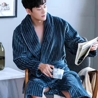 warm sleepwear plus size 3xl winter thick nightgown chinese men casual flannel dragon crane robe casual loose kimono bathrobe