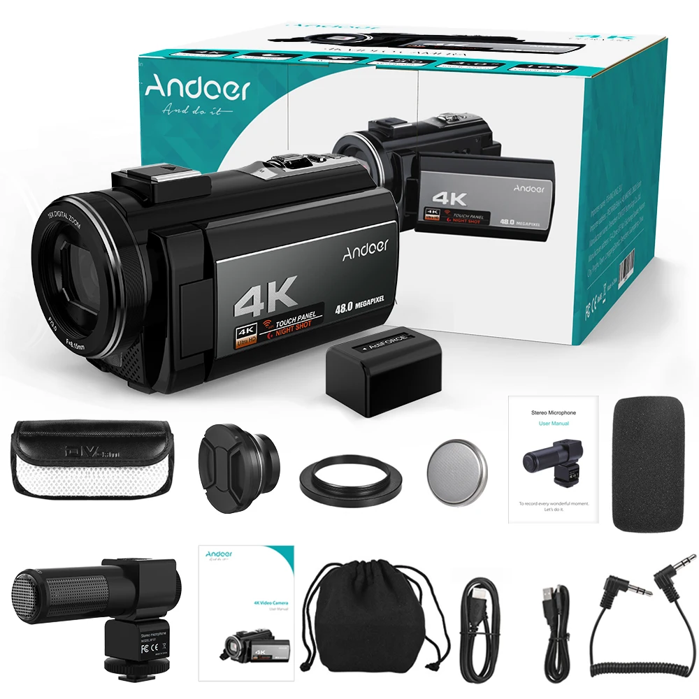 Цифровая видеокамера Andoer 4K Ultra HD 48 МП Wi-Fi сенсорный экран 3 0 дюйма ИК Инфракрасная