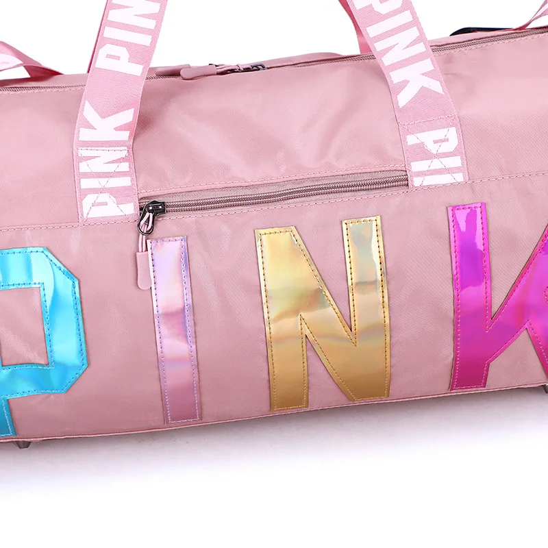 Ladies Colorful Letter Solid Color Travel Bag Female Fitness Training Travel Duffel Bag Large Capacity Waterproof Sports Bag