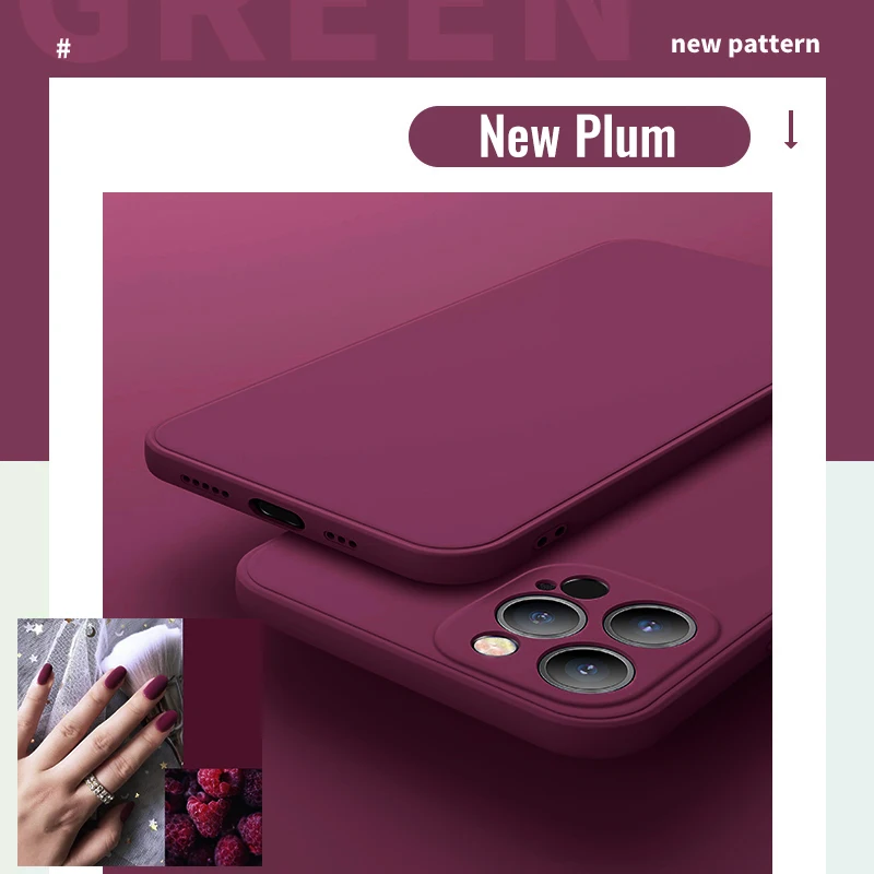 

Luxury Square Original Liquid Silicone Soft Case For iPhone 12 Pro 12 Mini X XR XS Max 7 8 6 6s Plus SE 2 2020 11 Pro Max Cover