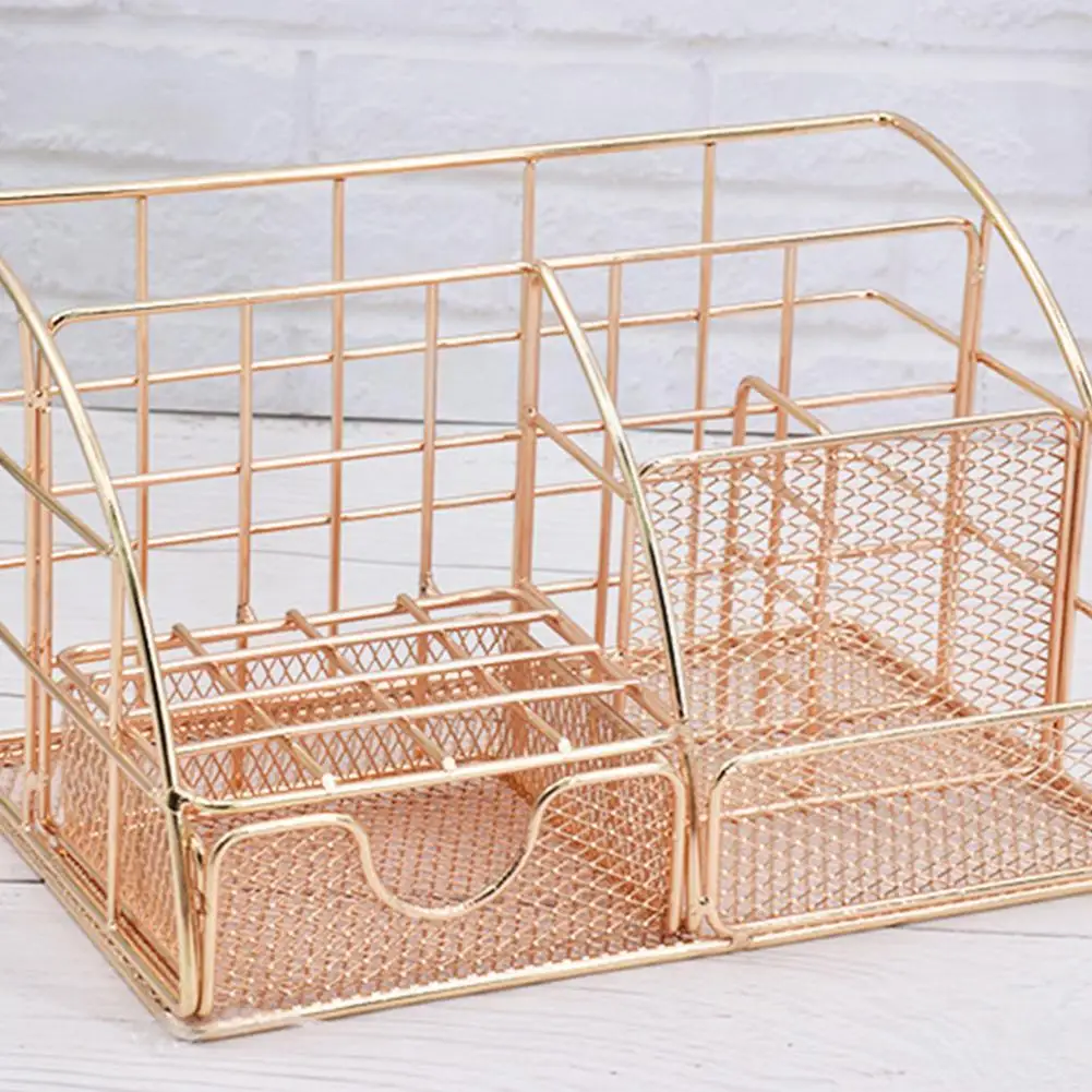 

Office Accessories Metal Pen Holder Barrel Organizador Rack Mesh Student Storage Grid Storage Desk Desktop Accessories Box B6G3