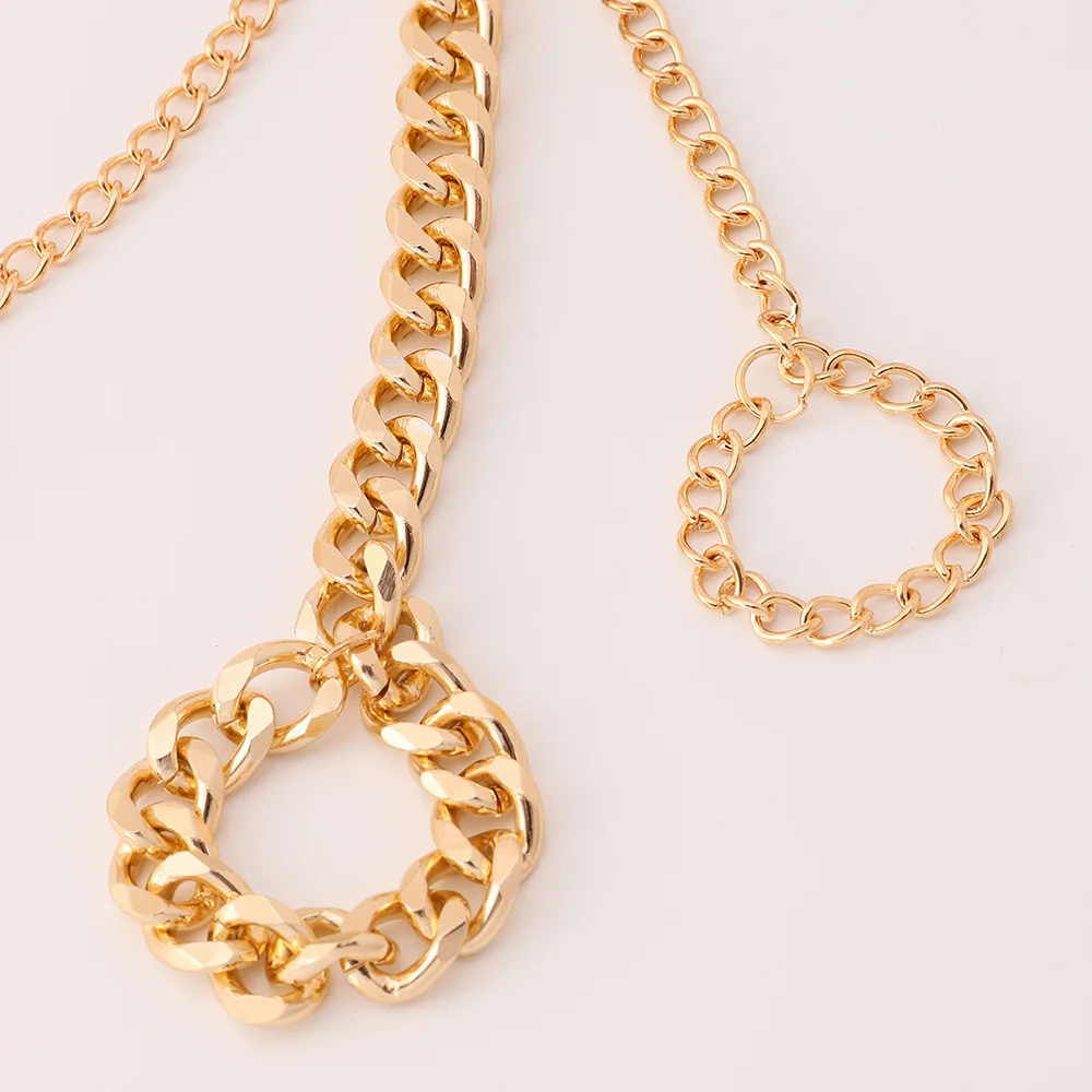 Punk Exaggerated Alloy Thick Chain Interweave Finger Hand Harness Bracelet Gold Plated Bangle For Women Men Jewelry Gift | Украшения и
