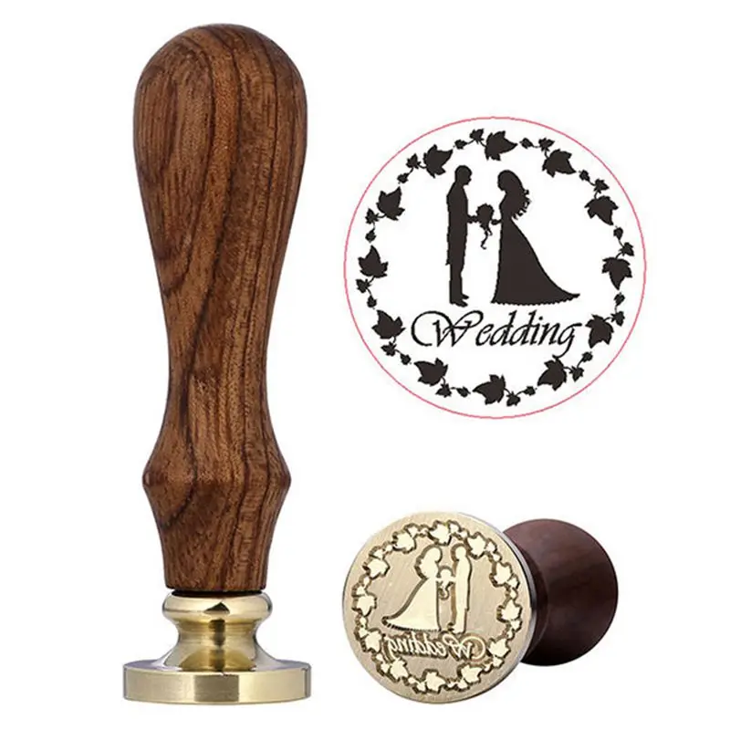 Горячая винтажная Медная головка деревянная ручка благословение воск печать