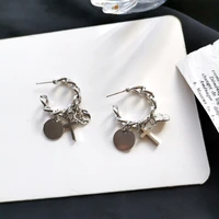 wholesale punk gothic style sterling silver925 geometric chains cross round charms women earrings