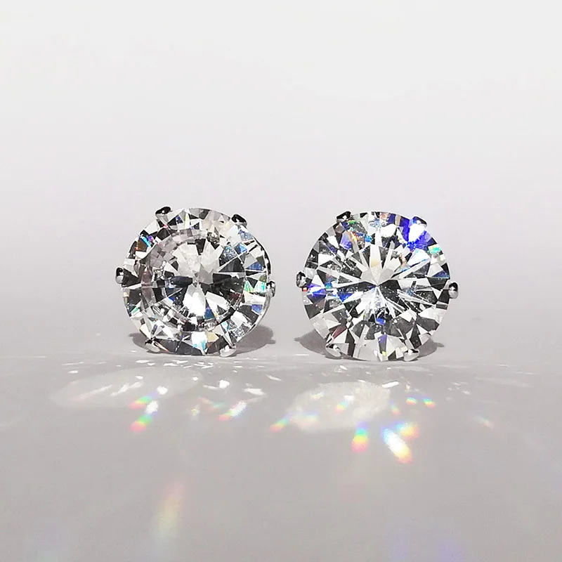 ЦИРКОНИЕВЫЕ серьги-гвоздики с кристаллом AAA в стиле панк гипоаллергенные модные