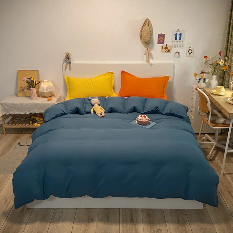 

Bedding Set Queen King Size Yellow Bedcltohes For Bedroom Plain Dyed Pure Color Mix And Match Duvet Cover Sets juego de cama