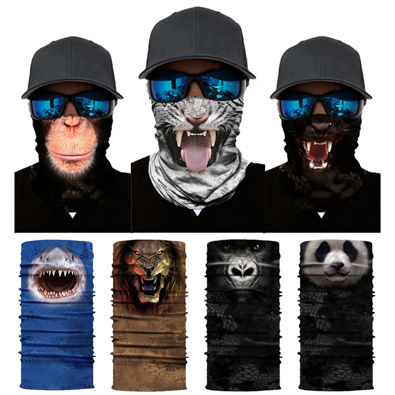 Бесшовная Волшебная бандана обогреватель для шеи с животными обезьянами акулами