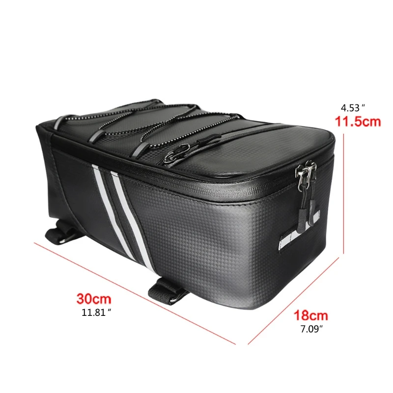 

Bicycle Rack Rear Carrier Bag PU Leather Waterproof Storage Bag 8L Reflective MTB Bike Bag Rear Rack Trunk Bag