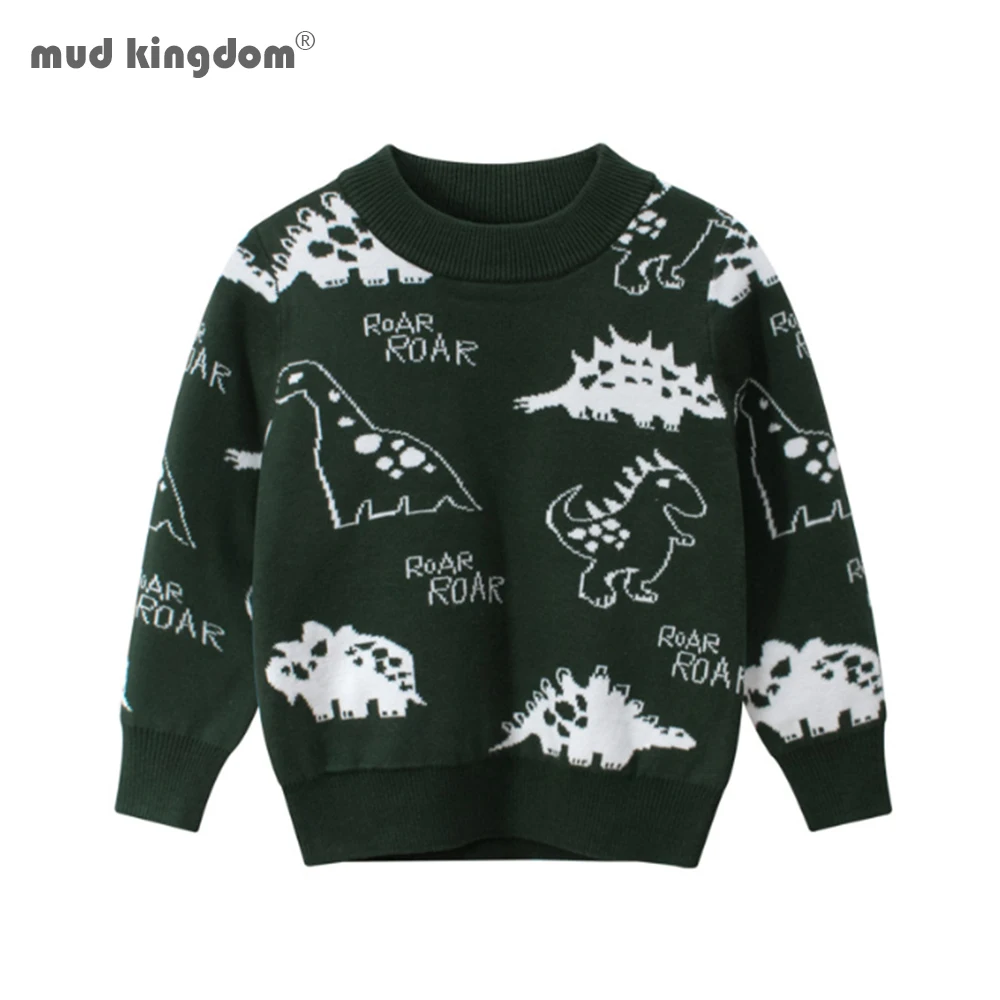 

Mudkingdom Boys Sweaters 2020 Fashion Autumn Winter Long Sleeve Tops Cartoon Dinosaur Knit Warm Casual Boys Sweater