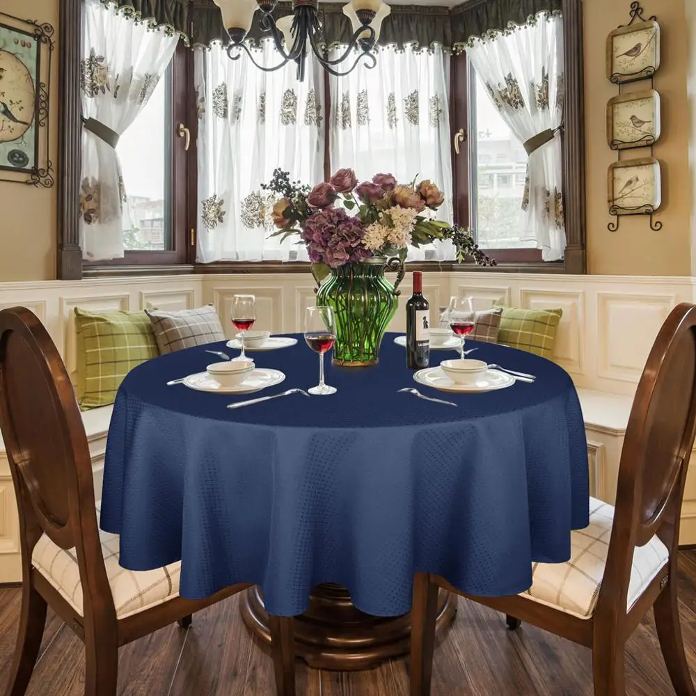 Eforcurtain Jacquard Round Table Cloth 70 Inch for Holiday Parties Durable Waterproof Fabric Cover Waffle Weave | Дом и сад