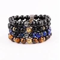 new design high quality natural stone stainless steel charm custom elastic bracelet men jewelry gift