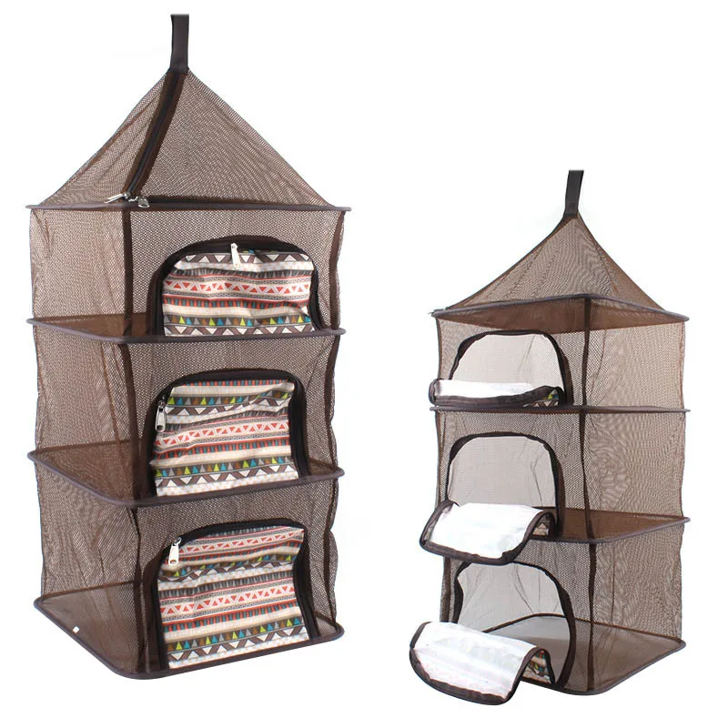 

4 Layers Hanging Dry Net Foldable Mesh Storage Basket Fishing Drying Rack for Camping Picnic YE-Hot