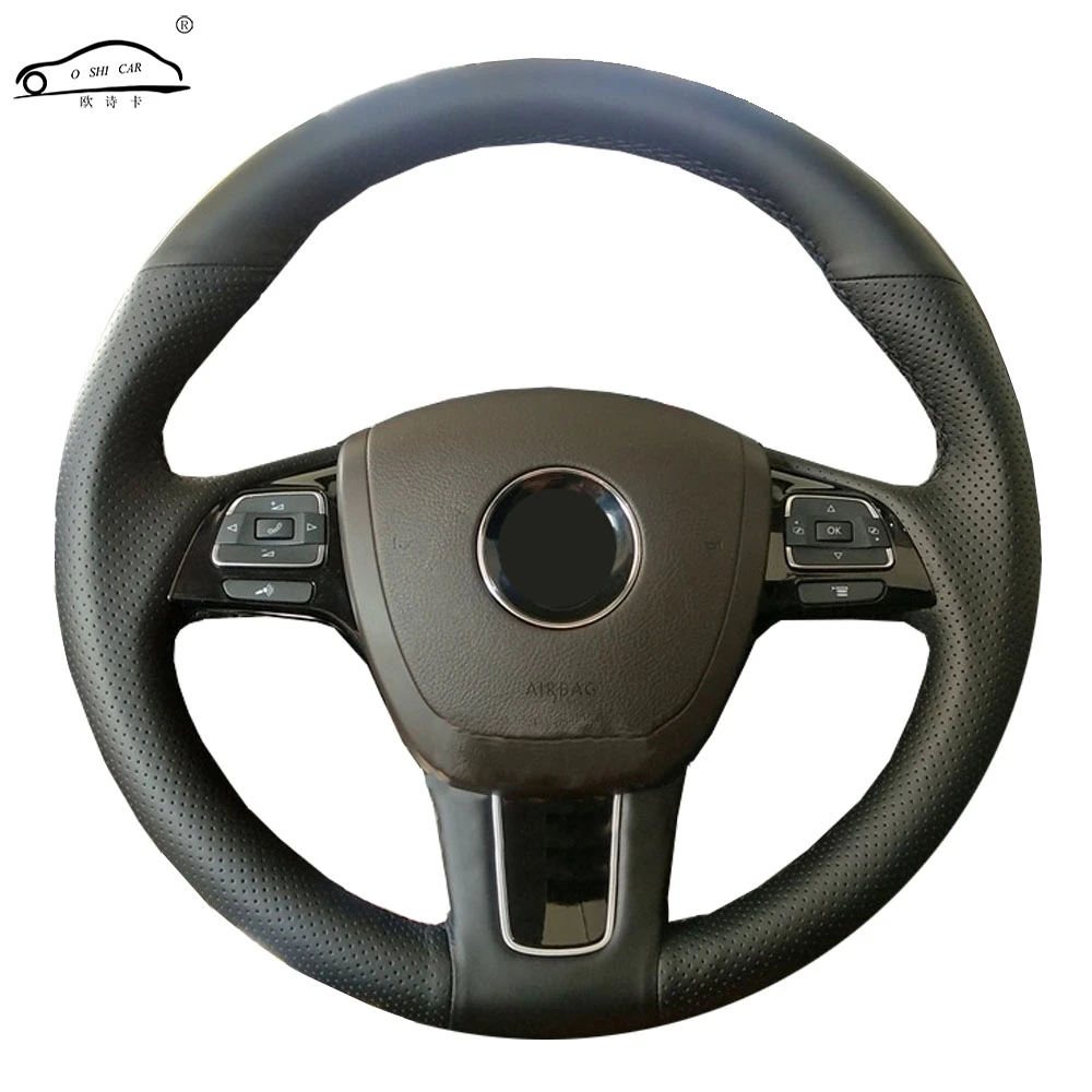 

Customized Genuine Leather Car Steering Wheel Cover For Volkswagen VW Touareg 2011-2017/Dedicated Steering Wheel Handlebar Wrap
