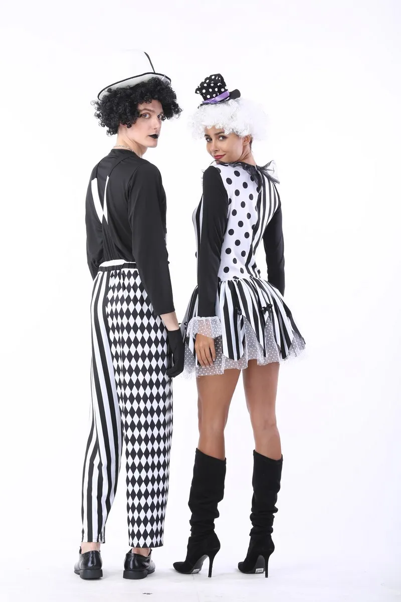 Костюм клоуна в черно-белую полоску для ролевых игр | Тематическая одежда и