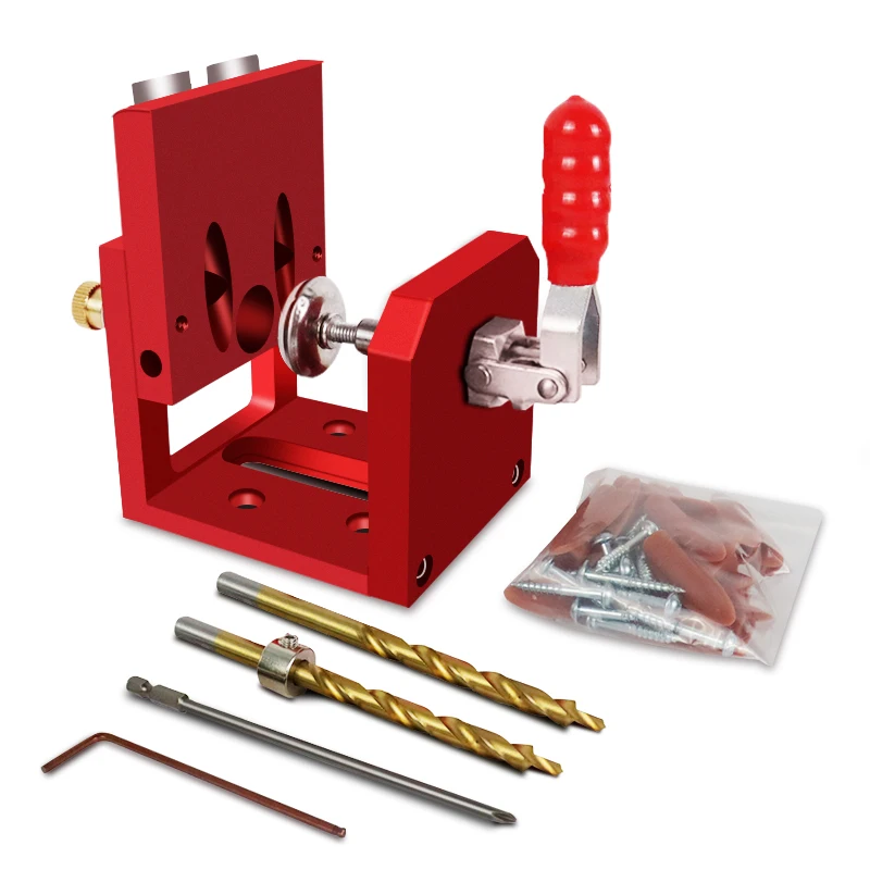 

Pocket Hole Jig Kit Adjustable Oblique Hole Drill Guide Locator With Quick Clamp Joinery Woodworking Tool For DIY Carpentry