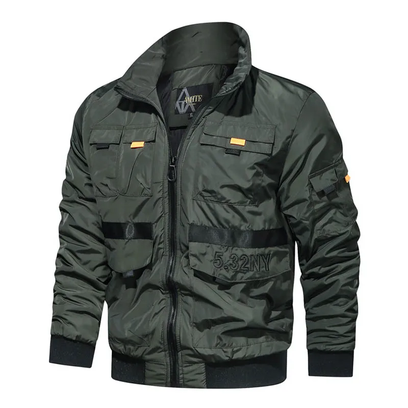 

Mcikkny Men Fashion Bomber Jackets Zipper Pockets Spring Outwear Coats For Male Size M-4XL Top Clothing