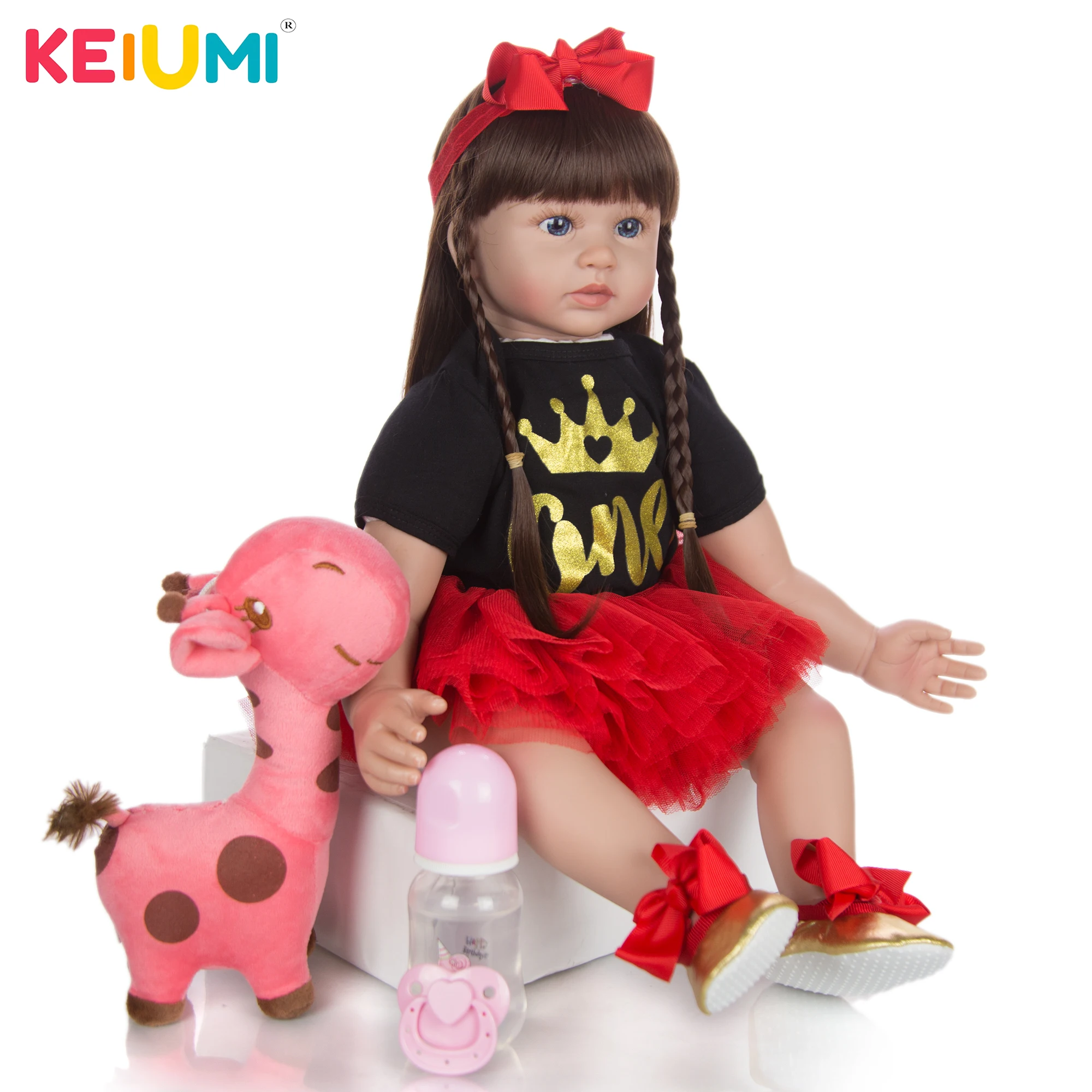 KEIUMI 60 см куклы Новорожденные девочки 24 дюйма модные силиконовые настоящие