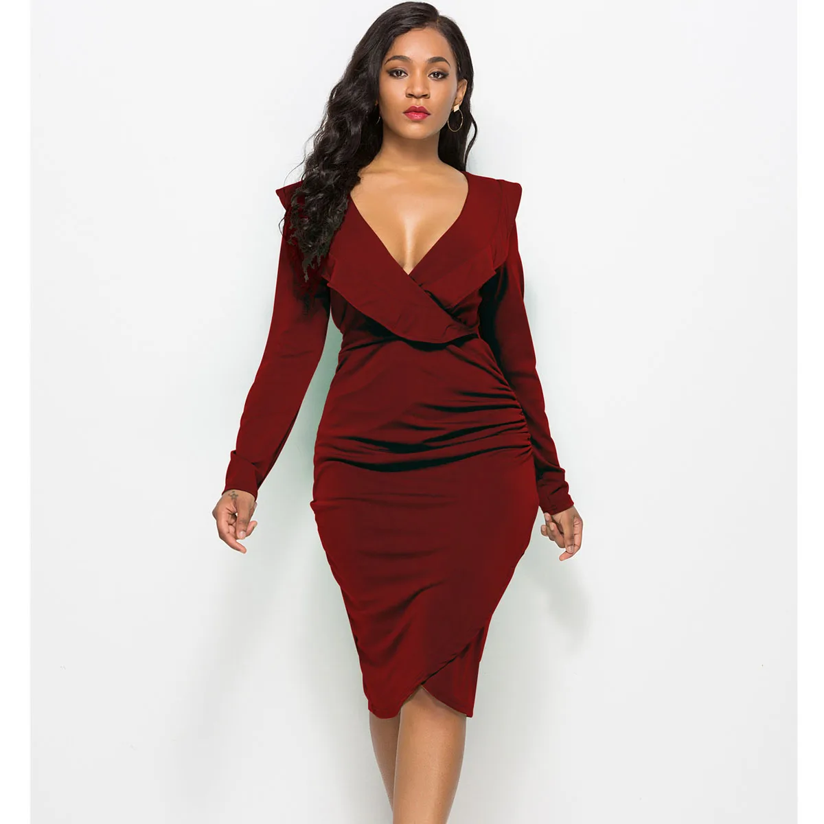 Платье с длинными рукавами для женщин 2021 в винтажном стиле облегающее летнее