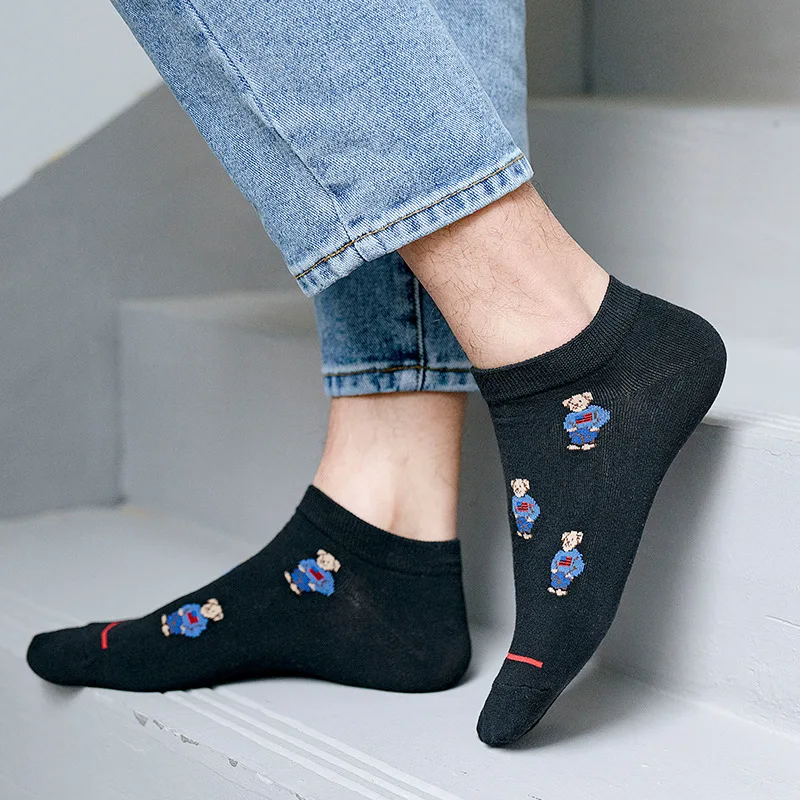 Дышащие эластичные Нескользящие забавные короткие Носки с рисунком медведя из