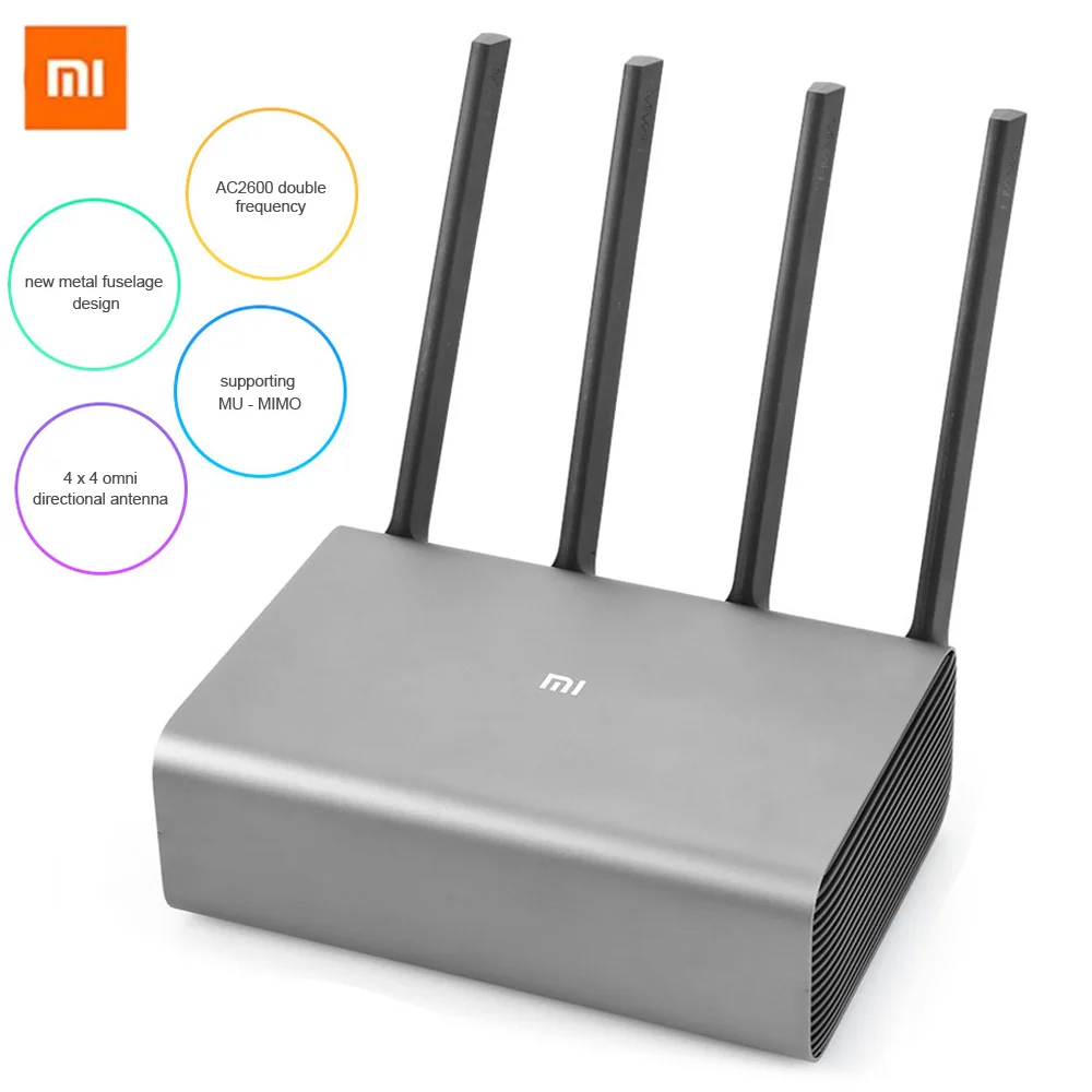 Wi-fi-роутер Xiaomi Mi Pro R3P 2600 Мбит/с 4 антенны 2 + 5 0 ГГц |