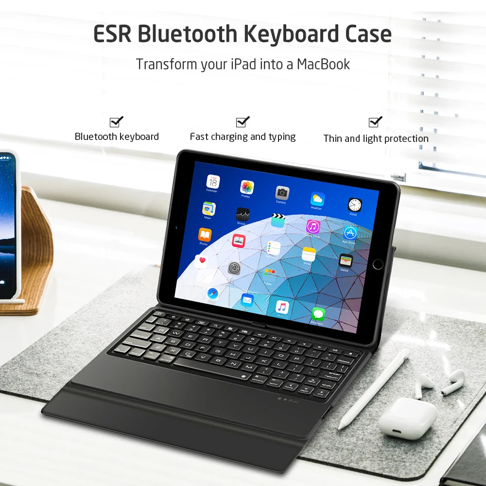 Чехол ESR с беспроводной Bluetooth клавиатурой для iPad 11 дюймов Pro 2018 A2228 A1980|Клавиатуры