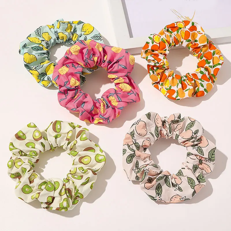 

Korean Sweet Fruit Cherry Strawberry Orange Fruit Hair Ties For Girls Hair Accessories Women Elastic Rubber Ponytail Holder