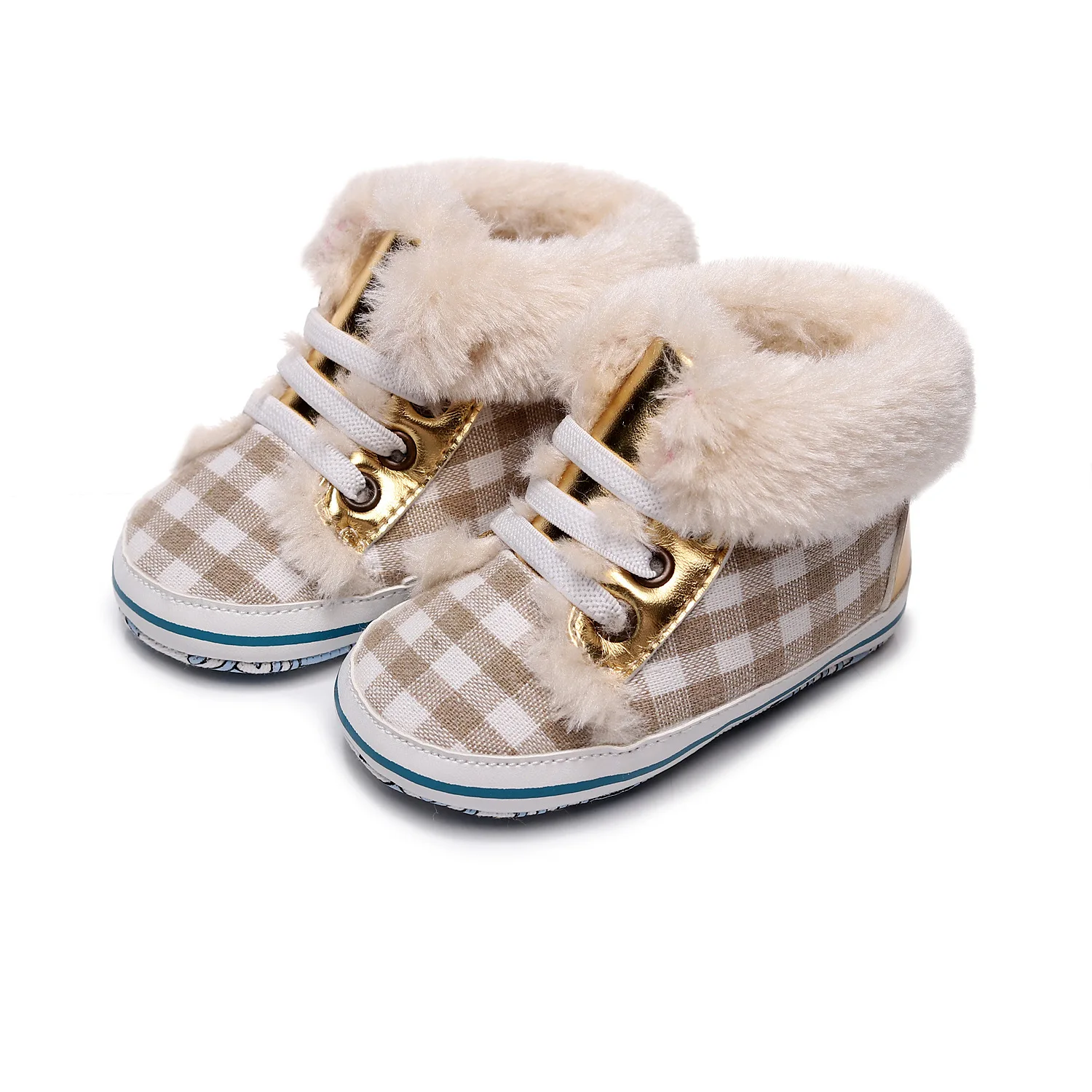 

Autumn Winter New Baby Snow Boots Soft Sole Infant First Walkers Baby Crib Shoes Toddler Booties Newborn Bebe Footwears Plaid