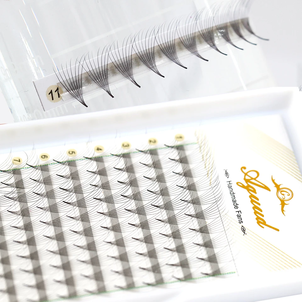 

AGUUD 8D 10D 12D Sharp Thin Pointy Base Lashes 5D 6D7D 14D Premade Volume Fans Lash Slim Narrow Stem Russian Volume Fans Eyelash