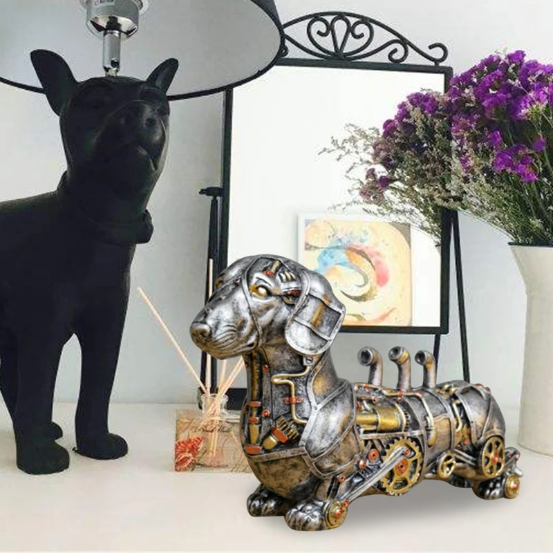 Полимерная скульптура в стиле стимпанк с животными промышленная статуя сосисок