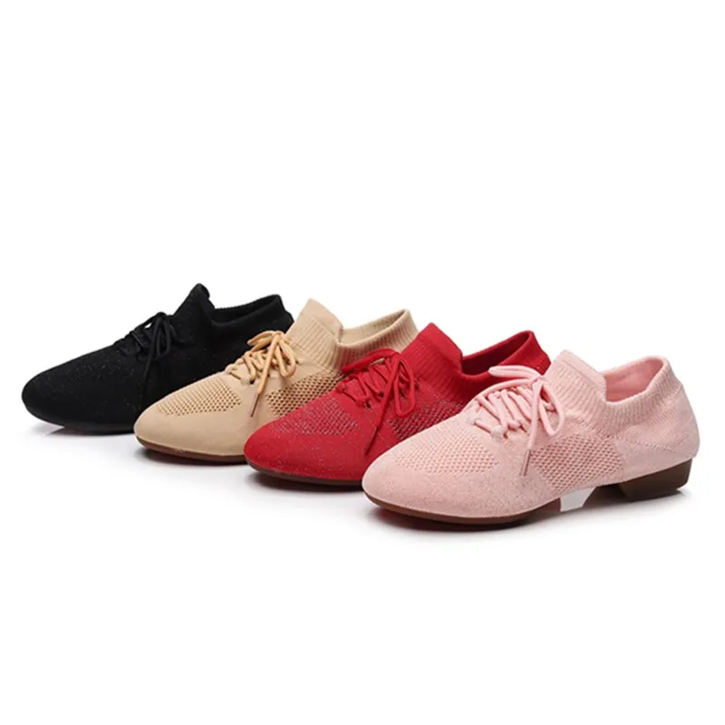 SUN LISA Women's Lady's Girl's Teacher's Dancing Shoes Soft Pointe Ballet Jazz Dance Shoes Chunky Heel