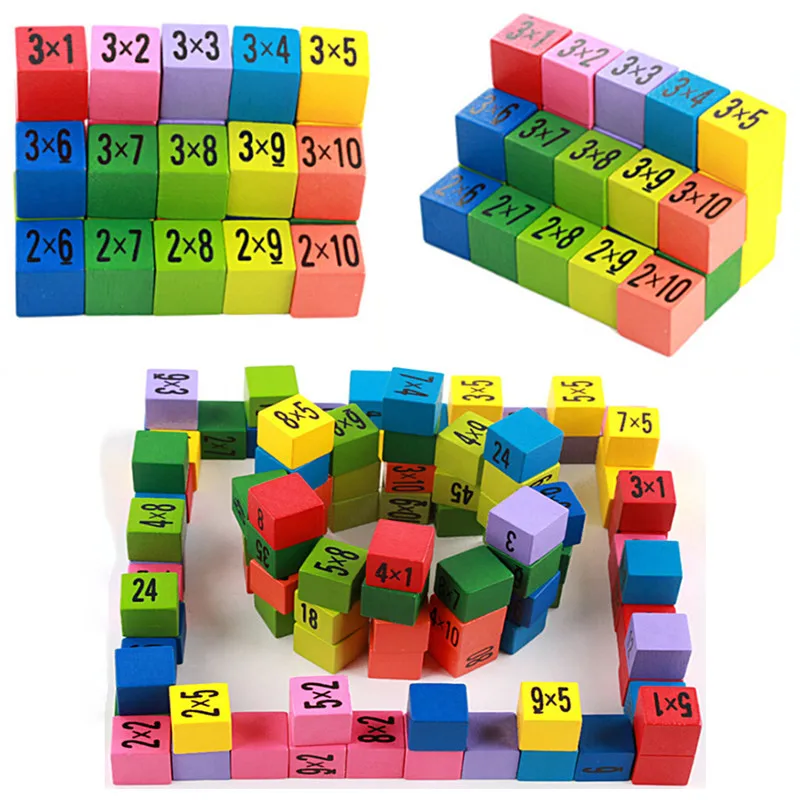

10*10 фигурок блоков, Детские обучающие игрушки, детские деревянные игрушки Монтессори, 99 таблица умножения, математическая игрушка, подарки, ...
