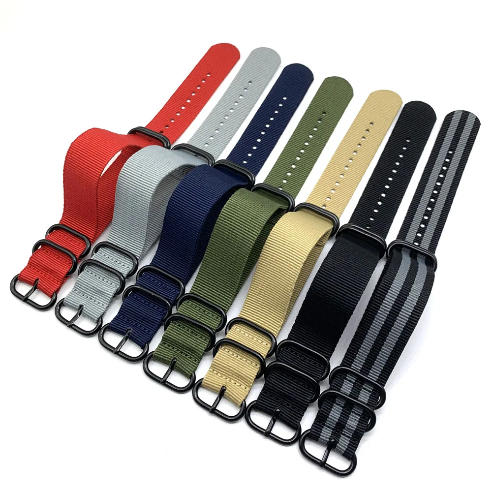 Сменный ремешок для часов NATO ZULU 7 цветов сверхпрочный нейлоновый 20 мм 22 24 в