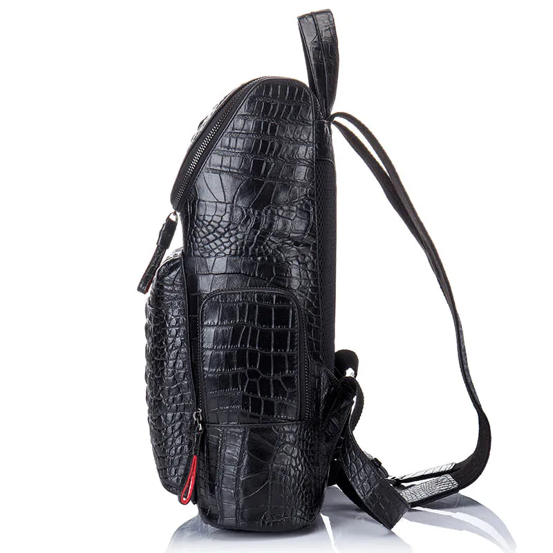 Мужской рюкзак Luufan из натуральной крокодиловой кожи для ноутбука 14 дюймов черный